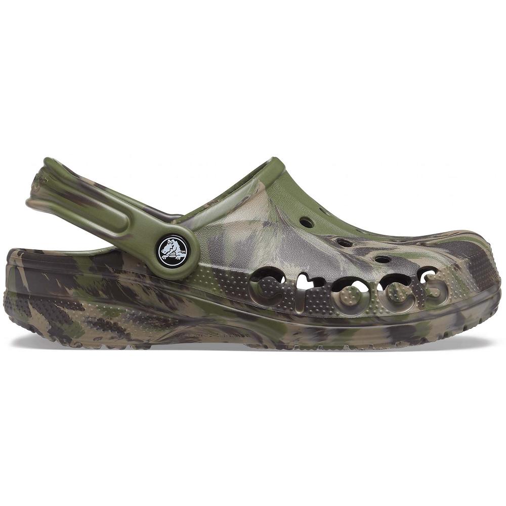 Green Men's Crocs Baya Marbled Clogs | NZ 0780MQZA